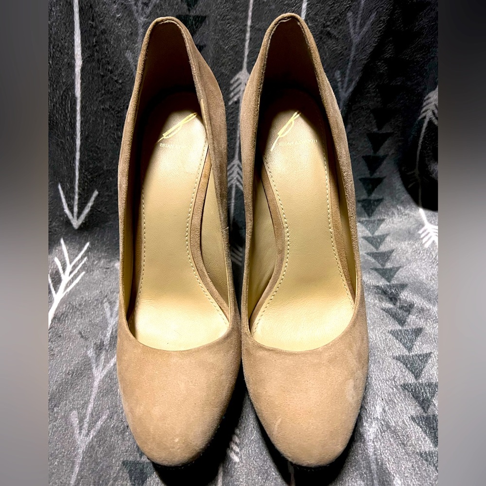 BRIAN ATWOOD Suede Crystal Embellishments Platform Pumps Size 8.5